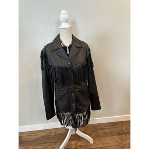 Vintage 90s Harley Davidson fringe leather moto jacket